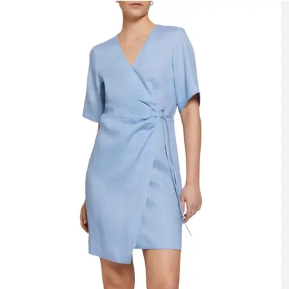 & other stories 100% linen wrap mini dress